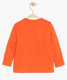 tee-shirt bebe garcon avec motif brode et manches longues orange9591401_2