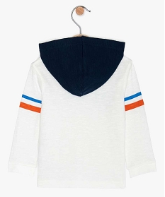 tee-shirt bebe garcon a capuche en coton texture blanc9591601_2