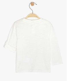 tee-shirt bebe garcon motif zebre a manches retroussables blanc9592201_2