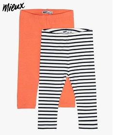 legging bebe fille long en coton bio  (lot de 2) orange leggings9593501_1