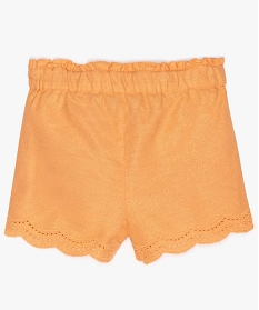short bebe fille en coton lin a taille elastiquee orange9593901_2