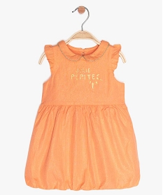 robe bebe fille en coton et lin paillete orange9600101_1