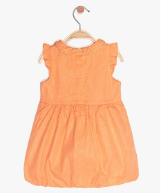robe bebe fille en coton et lin paillete orange9600101_2