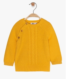 pull bebe fille a maille fantaisie et boutons pailletes jaune pulls9603401_1