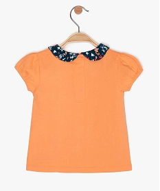 tee-shirt bebe fille a col claudine et manches ballons orange9603801_2