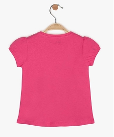 tee-shirt bebe fille a manches ballon et motifs en coton bio rose tee-shirts manches courtes9603901_2