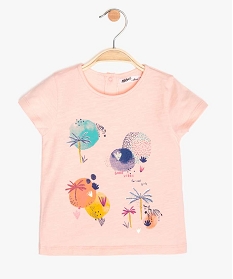 tee-shirt bebe fille manches courtes imprime 100 coton biologique rose tee-shirts manches courtes9604201_1