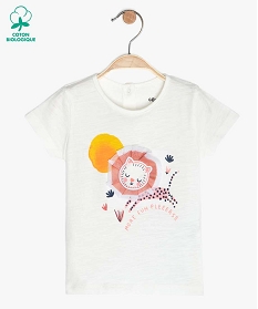 tee-shirt bebe fille manches courtes imprime en coton bio blanc9604301_1
