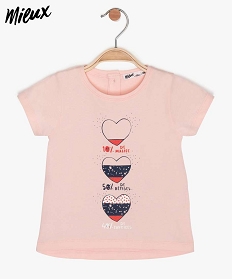 tee-shirt bebe fille imprime en coton biologique rose9604701_1