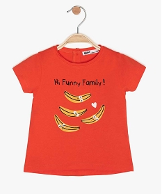 tee-shirt bebe fille imprime en coton biologique orange9604801_1