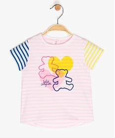 tee-shirt bebe fille raye lulu castagnette imprime tee-shirts manches courtes9604901_1