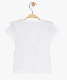 tee-shirt bebe fille a volants en coton biologique a motif fantaisie blanc tee-shirts manches courtes9605101_2