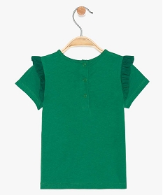 tee-shirt bebe fille a volants en coton biologique a motif xxl devant vert tee-shirts manches courtes9605201_2