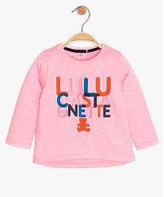 tee-shirt bebe fille avec inscription multicolore - lulu castagnette rose9605601_1