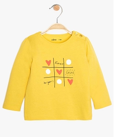 tee-shirt bebe fille manches longues avec motifs et inscriptions jaune9606101_1