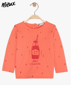 tee-shirt bebe fille manches longues imprime en coton bio orange tee-shirts manches longues9606301_1