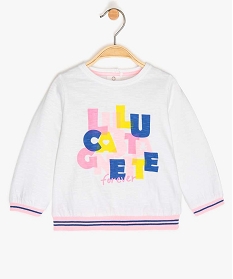 tee-shirt bebe fille facon sweat - lulu castagnette blanc tee-shirts manches longues9607101_1