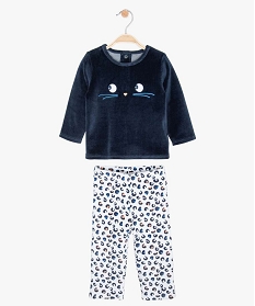 pyjama bebe fille 2 pieces en velours motif animalier bleu pyjamas et dors bien9608601_1