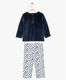 pyjama bebe fille 2 pieces en velours motif animalier bleu pyjamas et dors bien9608601_2