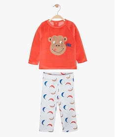 pyjama bebe garcon en velours motif singe rouge9608801_1