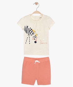 pyjashort bebe fille a imprime zebre et paillettes multicolore9609401_1