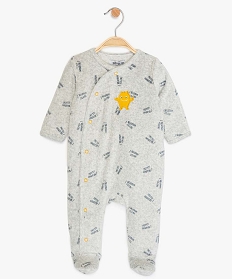 pyjama bebe garcon en velours imprime petit monstre gris pyjamas velours9610001_1