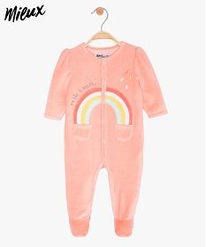 pyjama bebe fille en velours de coton bio a motif arc-en-ciel rose pyjamas velours9610101_1