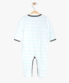 pyjama bebe garcon en velours de coton bio raye blanc pyjamas velours9610601_2