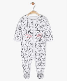 pyjama bebe fille imprime leopard en coton bio blanc pyjamas ouverture devant9610701_1