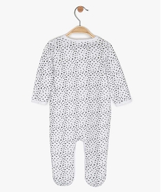 pyjama bebe fille imprime leopard en coton bio blanc pyjamas ouverture devant9610701_2