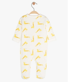 pyjama bebe en coton bio texture motif girafes blanc pyjamas ouverture devant9611001_2