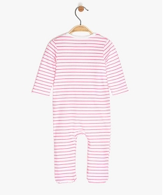 pyjama bebe fille zippe a rayures avec du coton bio blanc9611201_2