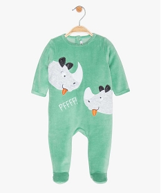 pyjama bebe garcon en velours a motif rhinoceros vert9616601_1