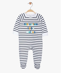 pyjama bebe garcon raye en molleton blanc9616801_1