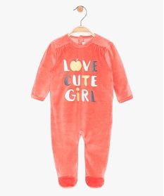 pyjama bebe fille en velours avec inscription orange pyjamas velours9617101_1