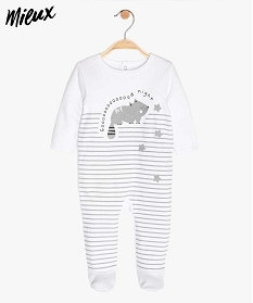 pyjama bebe en coton bio a rayures et motif blanc9617501_1