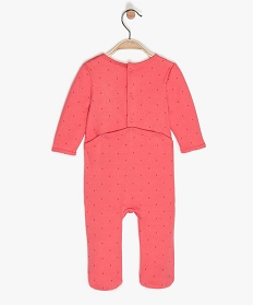 pyjama bebe fille a fermeture dos en coton bio imprime pommes rose9617801_2