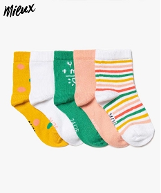 chaussettes bebe fille a motifs colores (lot de 5) imprime chaussettes9620501_1