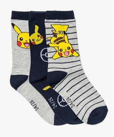 chaussettes garcon tige haute a motifs pokemon (lot de 3) gris chaussettes9621101_1