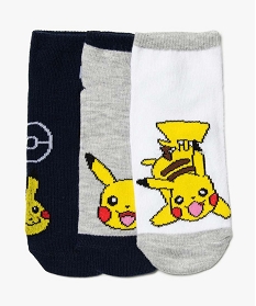 chaussettes garcon ultra courtes avec motifs pokemon (lot de 3) gris chaussettes9621501_1