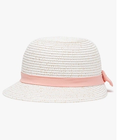 GEMO Chapeau bébé fille forme cloche à paillettes et ruban Blanc