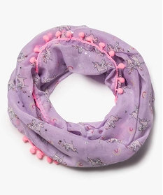 foulard fille snood motif licorne et etoiles pailletes violet9631401_1