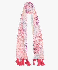 foulard fille motif animalier fluo et pompons multicolore9635601_1