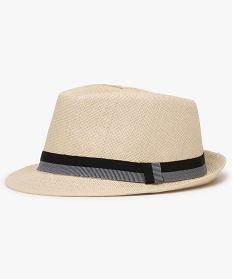 chapeau homme panama en paille avec ruban bicolore beige9636501_1