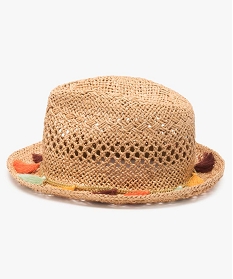 chapeau femme en paille avec chaine et pompons colores brun9638501_1