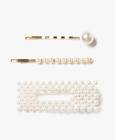 pinces a cheveux femme or et perles (lot de 3) blanc autres accessoires9640901_1
