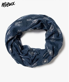 foulard femme forme snood contenant du polyester recycle bleu9643801_1