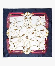 foulard femme carre a motifs lacets et pompons bleu9645301_3