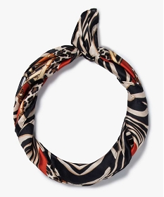 foulard femme imprime en matiere satinee forme carree brun9645401_2