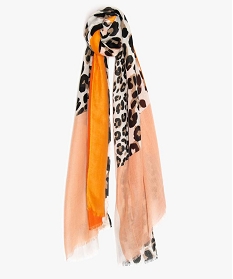 foulard femme multicolore avec imprime animalier orange9646201_1